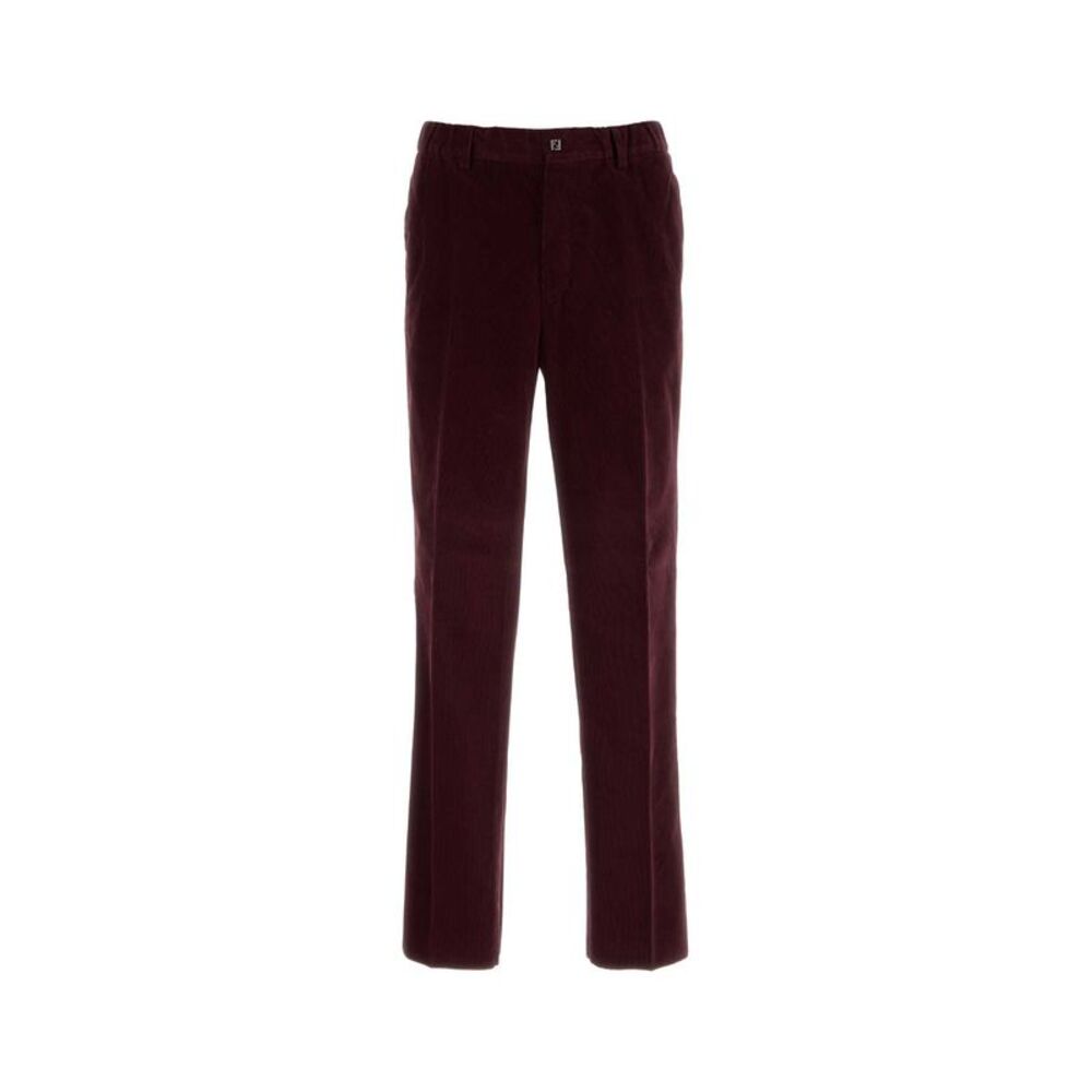 Fendi Men Burgundy Corduroy Pant